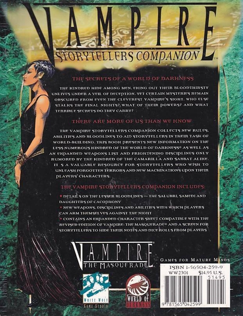 Vampire the Masquerade 3rd Edition - Storytellers Companion (B Grade